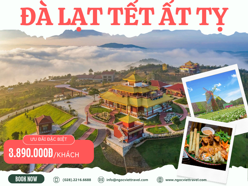 TOUR ĐÀ LẠT TẾT ẤT TỴ - GIAO LƯU CỒNG CHIÊNG - MONGO LAND – KDL FRESH GARDEN - SAMTEN HILL