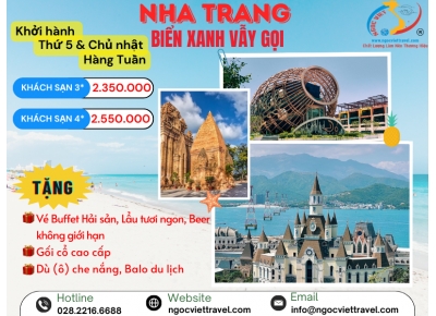 TOUR NHA TRANG - BIỂN XANH VẪY GỌI - XE VIP CHẤT LƯỢNG CAO